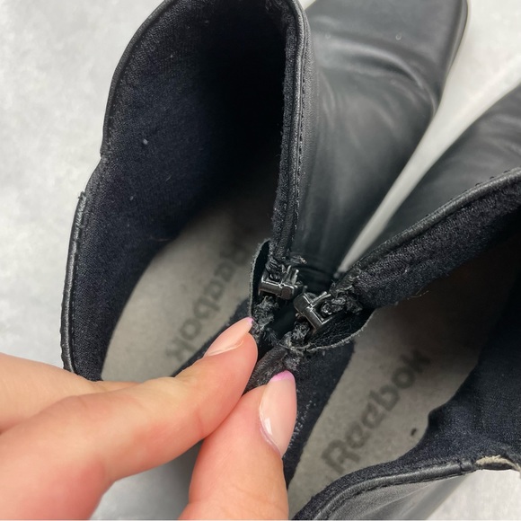 Vintage 90s Square Toe Black Faux Leather Boots - Picture 5 of 5